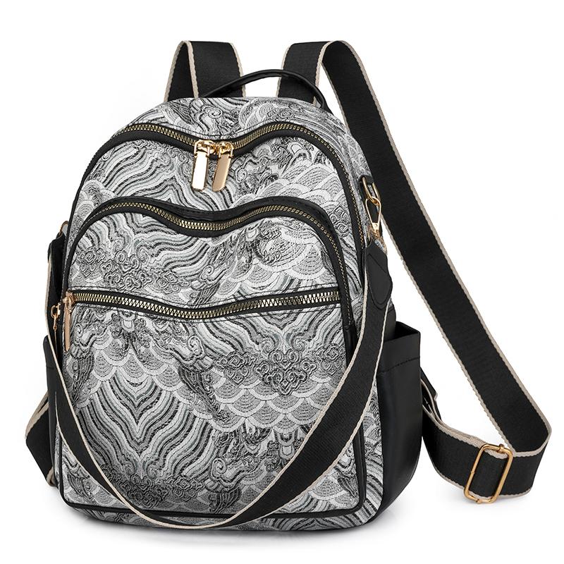 Женский водонепроницаемый кожаный рюкзак - Дорожная сумка большой вместимости и трансформируемая наплечная сумка чёрный 1640₽