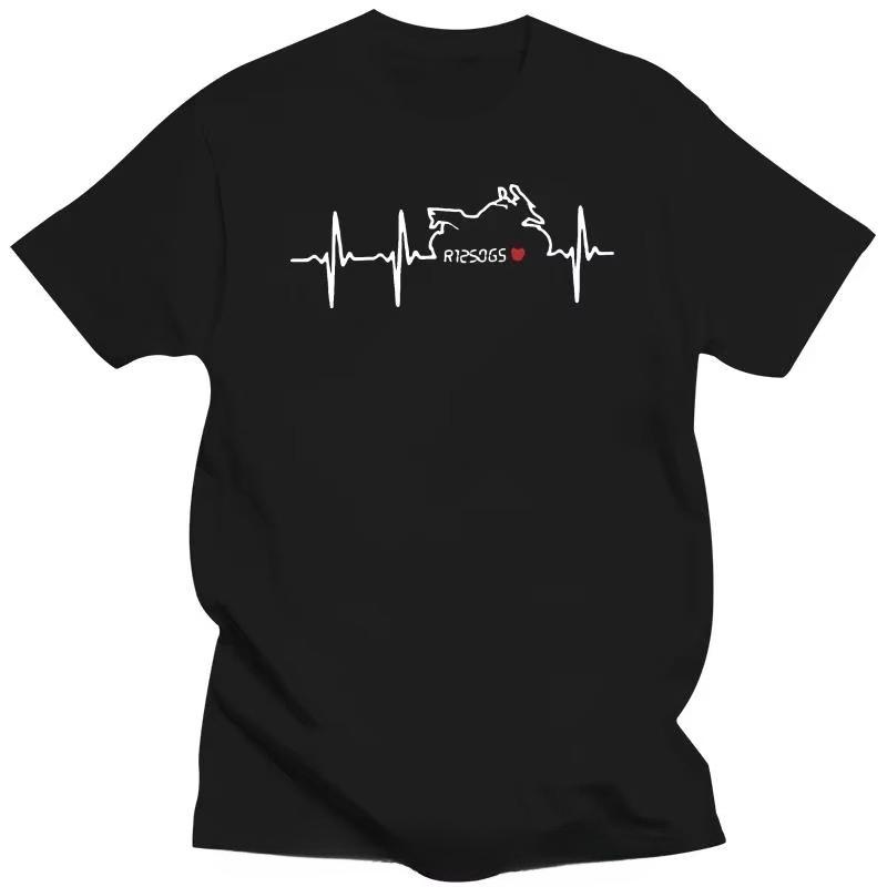 Fashion Tshirt R 1250 Gs Tuning Accessories TShirt Heartbeat Motorcycle Biker Meeting Motif Unisex ONeck Men Clothing
