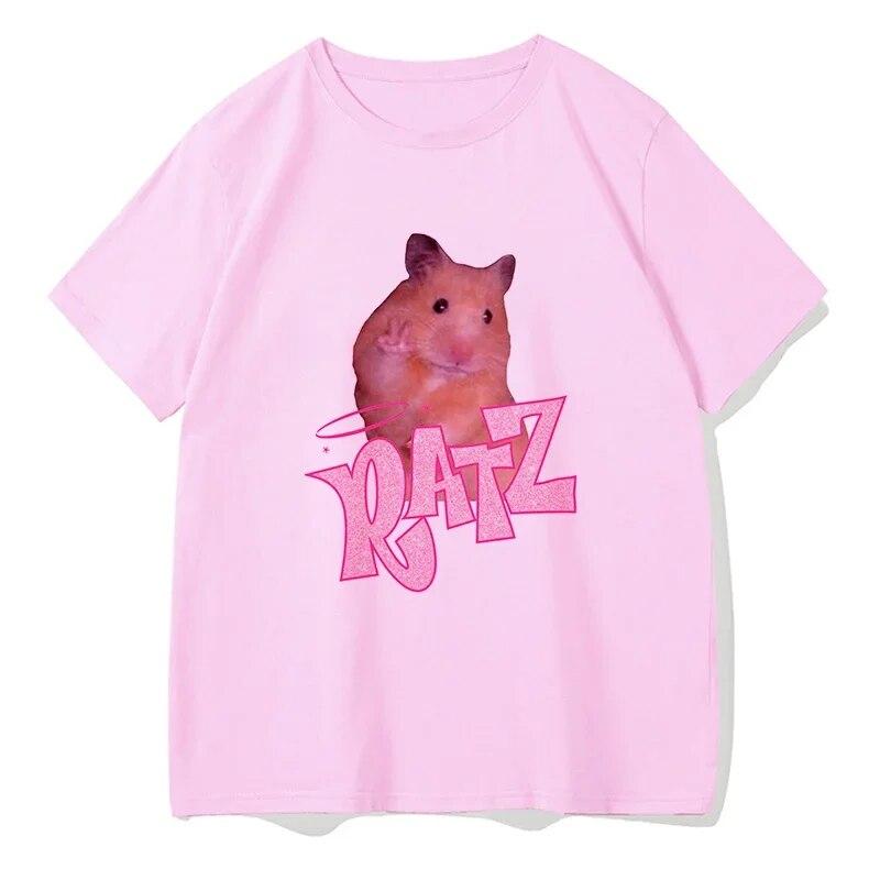 Woman Kawaii Ratz Mouse Tree Print Harajuku Summer Unisex Tshirts Casual Round Neck Short Slee Top Tee Shirt Women T-shirt Drop Ship