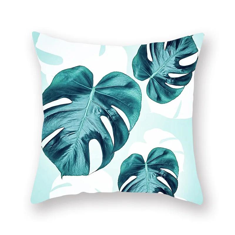 Polyester Decorative Throw Pillows Case Tropical Green Plants Palm Sofa Cushion Cover For Home Living Room Decoration