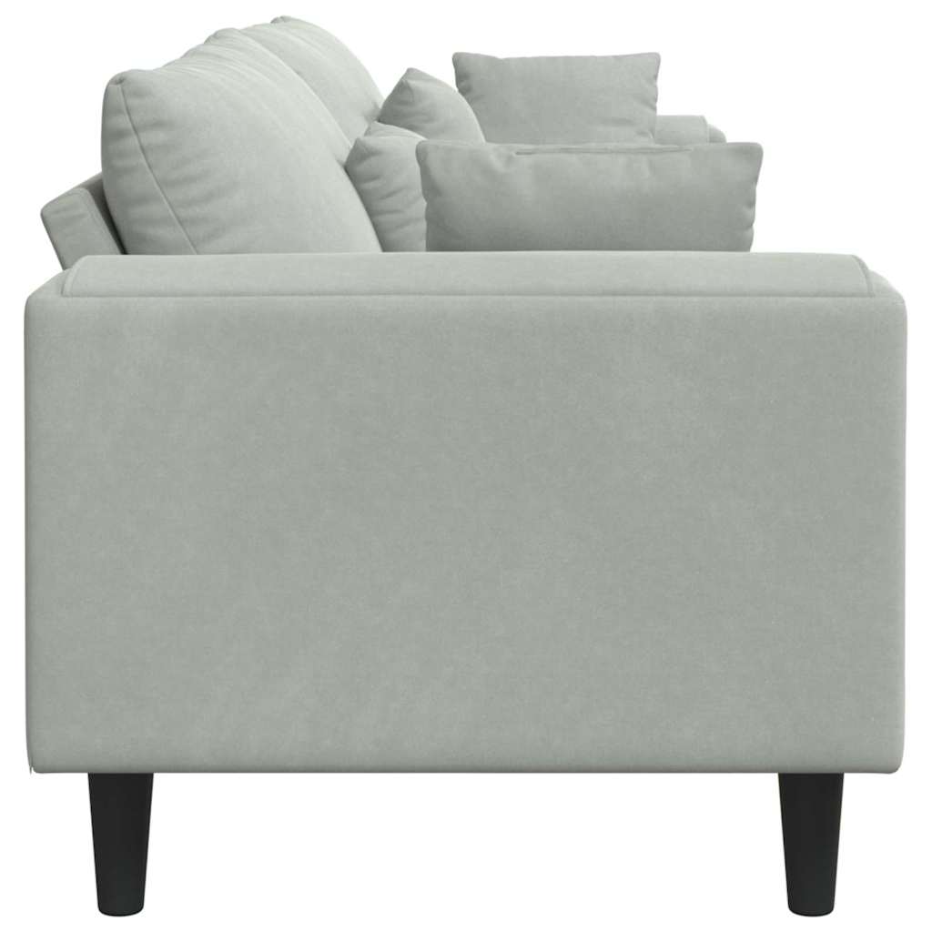 Sofa Light Grey 250 X 77 X 76 Cm Velvet