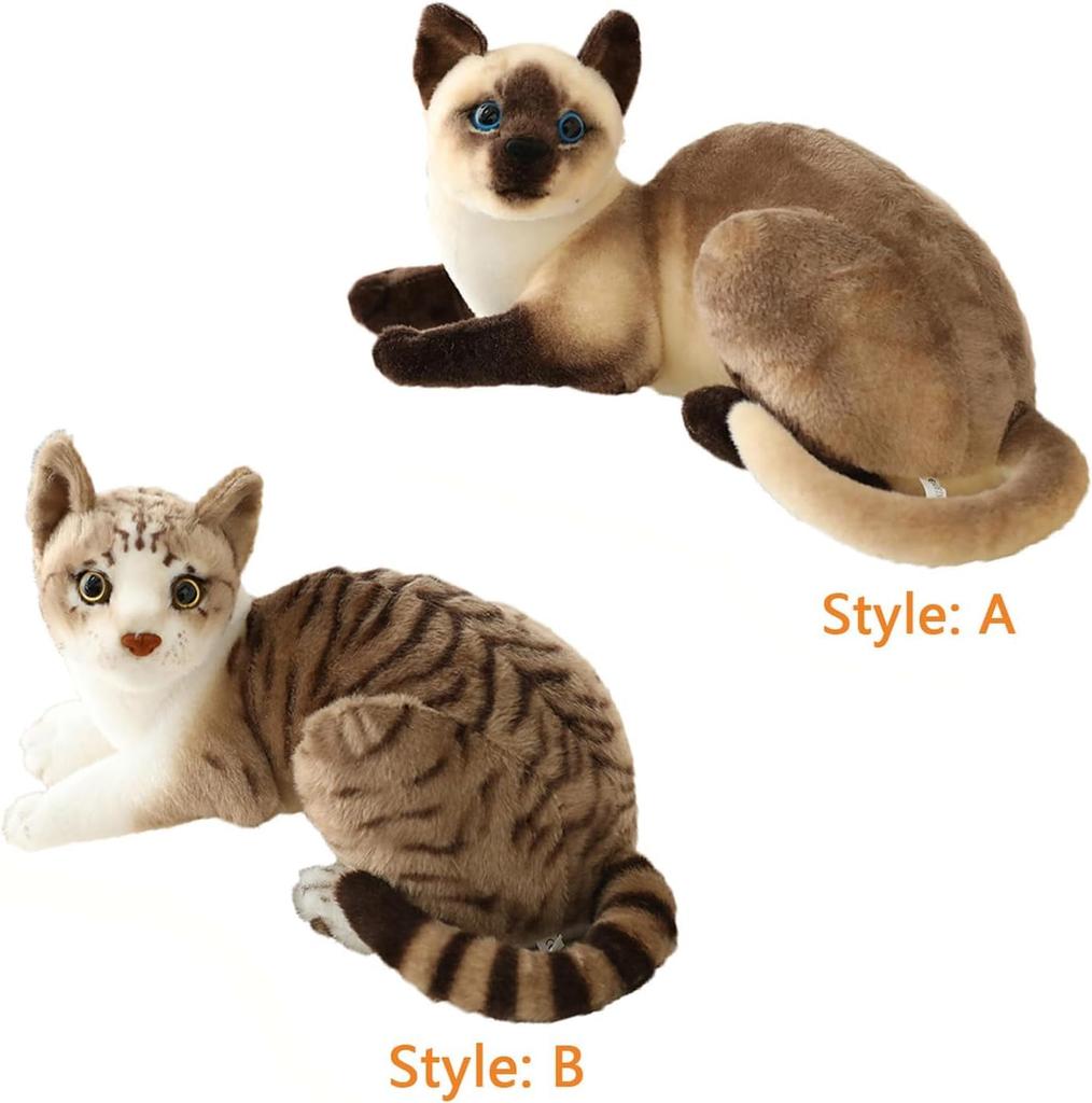 12-inch Siamese Cat Plush Toy, Shorthair, Realistic, Cute, Animal-like, Simulated Pet, Perfect for Kids, Kindergarten Entrance Ceremonies, Birthdays,