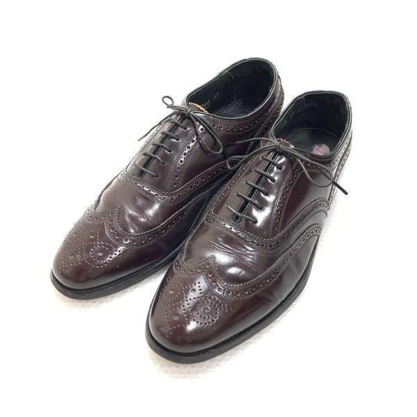 

Vintage 80s Florsheim USA Full Brogue Wingtip Shoes Red Brown 8.5D 26.0-26.5(USED)