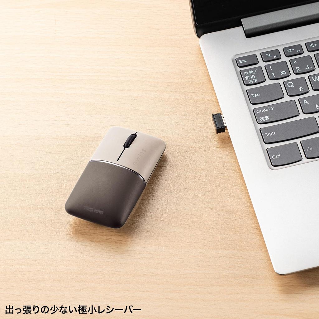 Sanwa Supply Mobile Mouse Connection Combo Type Rechargeable Thin and Compact Beige SLIMO Series Bluetooth/Wireless (USB A) (Dual Mode) MA-WBBS310BG