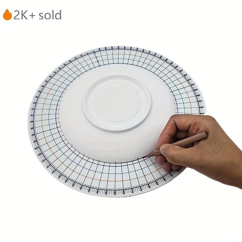 Ceramic Painting Tool Set-Round Card Templates, Equal Division Rulers Billet Measuring Tools Underglaze Painting Auxiliary Pads