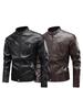 Cross-European size new men's leather jacket casual fashion stand-up collar jacket men's leather jacket motorcycle jacket