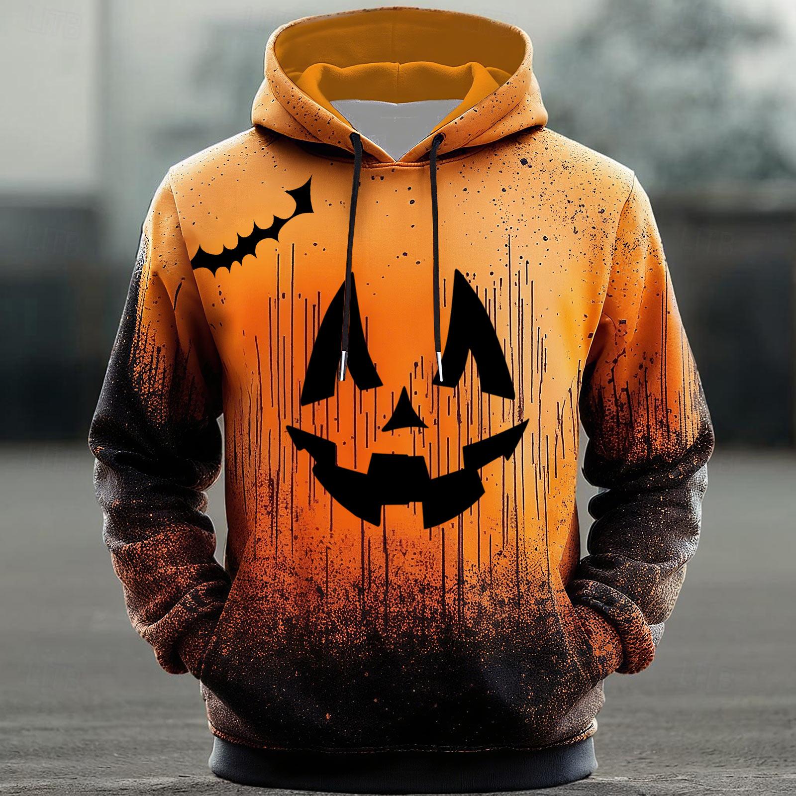 Men s Halloween Hoodie Funny Pumpkin Face Hoodie Scary Long Sleeve Top XL арбуз красный 1990₽