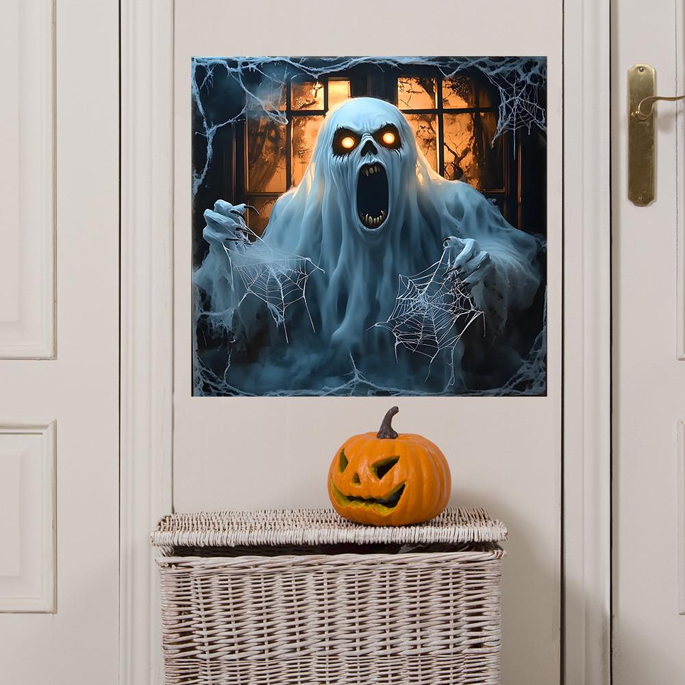 Halloween Spider Horror Web Ghost Fake Window Pattern Home Wall Sticker Decorat