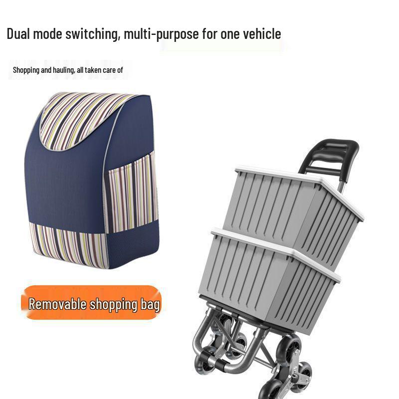 Folding Stair Climbing Shopping Cart: Portable Luggage Trailer & Small Hand Truck for Elderly and Grocery Use