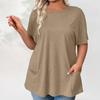 Neues Sommer-T-Shirt für Damen in Übergröße, lässig, kurzärmelig, locker und einfarbig