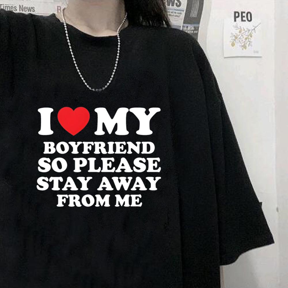 i Love My Boyfriend i Love My Girlfriend t shirt girl Graphic Punk Vintage Y2k Retro tshirt Gothic streetwear Graphic 2000s
