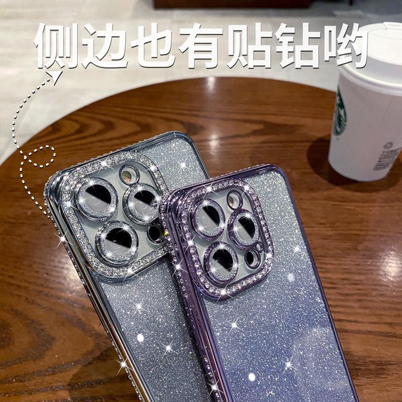 Applicable to iPhone17 rhinestone mobile phone case glitter gradual change Apple 16proMax all-inclusive anti-drop 15 protective case 14