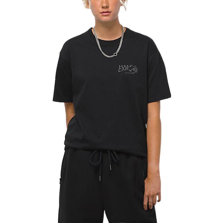 Vans Jednobarevné tričko s krátkým rukávem s logem a nápisem Unisex Topy Černé VN000056BLK