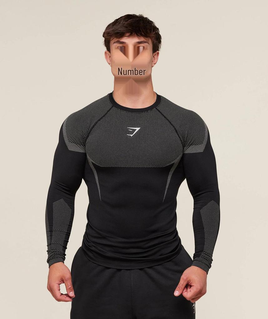 American Style Men's Quick Dry Color Block Long Sleeve Running Base Layer