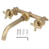 Water Faucet Copper Tap Double Cross Handle G1/2 Thread Concealed Installation for Bathroom Gold