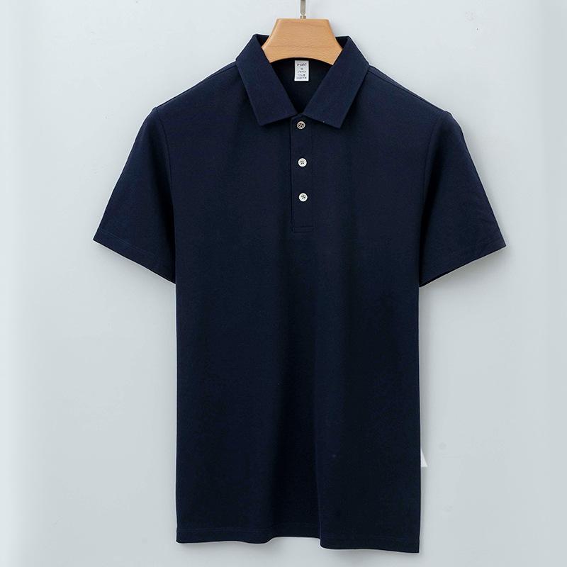Cotton Double-sided Markless Collar Polo Shirt Men's Lapel T-shirt Men's Xinjiang Cotton Short-sleeved Polo Shirt