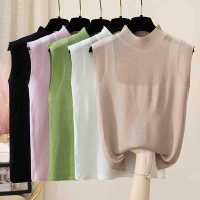 Fashion Summer Tanks Sleeveless Knitted Vests Tank Top Women Black White Knit Vest Women Tops Tanks JJ13