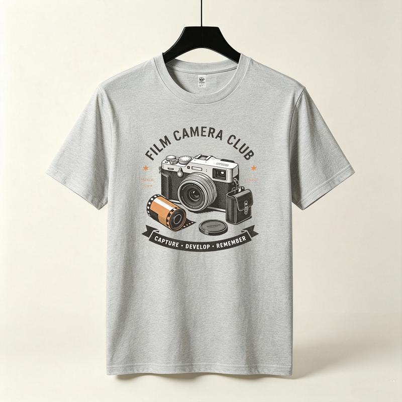 Film Camera Club Graphic Tshirt Unisex Retro Camera Film Roll Design Short Sleeve Vintage Photography Enthusiast Casual Tee Tops