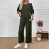 European & American Fashion 2025 Casual Set: Crew Neck Top + Vertical Wide-Leg Pants