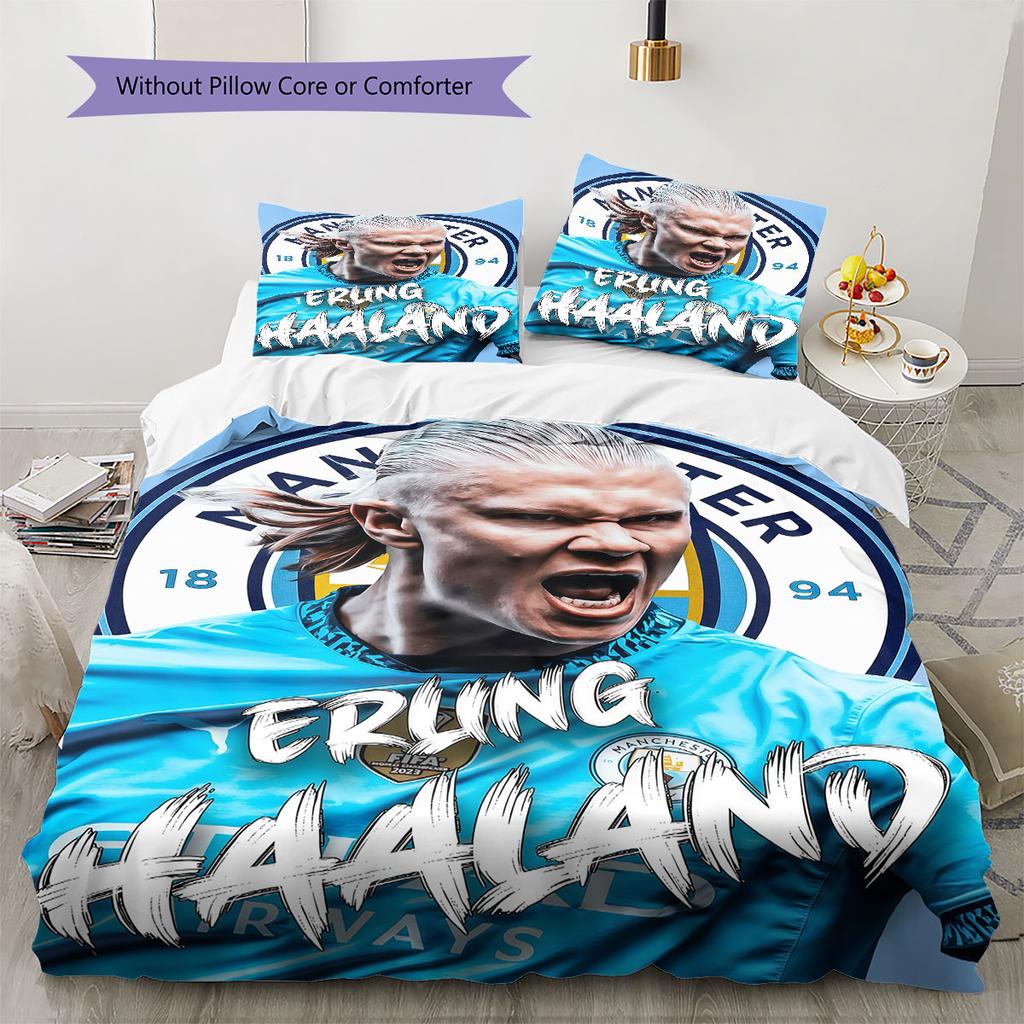 Set Copripiumino Trapuntato con Immagine di Erling Haaland Federe Decorazione per la Casa Regalo di Compleanno (1 * copripiumino + 2 * federa, senza nucleo)