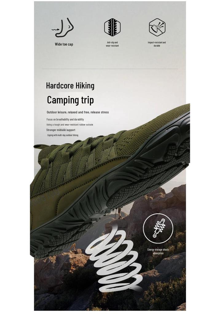 Scarpe da Escursionismo e Ciclismo da Uomo Antiscivolo a Cinque Dita con Punta Larga in Fly-Knit