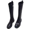 Fashion FHC Fashion INS Kniehohe Stiefel,Damen Ritter Botas,Verdickte Plüsch Winterschuhe,Britischer Stil,Blockabsatz,Schnürung vorne,Schwarz,