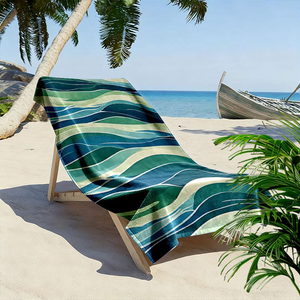 Ocean Wave Pattern Beach Towel Beach Towel Quick-drying for Travel Outdoor Sports Jogging Beach and Swimming