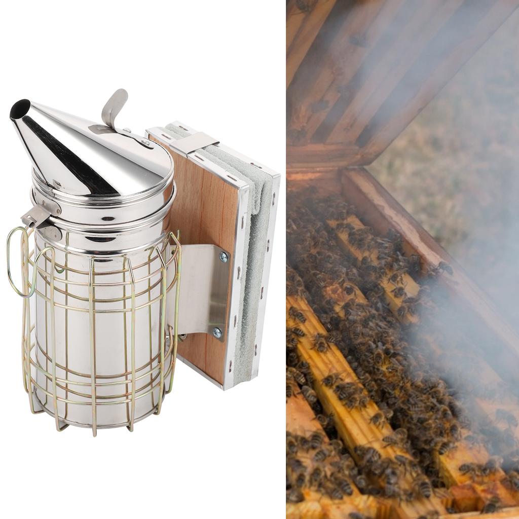 Bee Smoker Stainless Steel Beekeeping Tool Equipment Beehive Smoke Sprayer with Shield