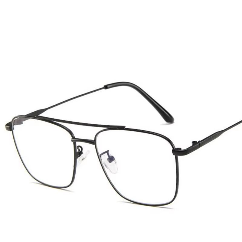 Double Beam Blue Blocking Light Square Prescription Glasses For The Nearsighted Vintage Metal Multifocal Progressive Spectacles