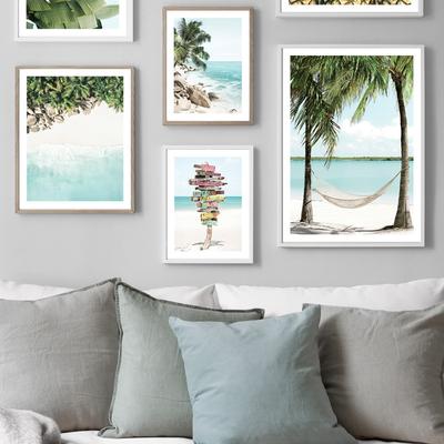 Beach Banana Palm Leaf Hammock Pineapple Caribbean Nordic Poster Wall Art Print Canvas Painting Decor Picture Living RoomCuadros