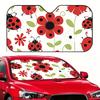 1pc Red Ladybug & Floral Car Sunshade - White UV Protection Sunshade With 4 Suction Cups, Foldable Heat-Resistant Car Cover For