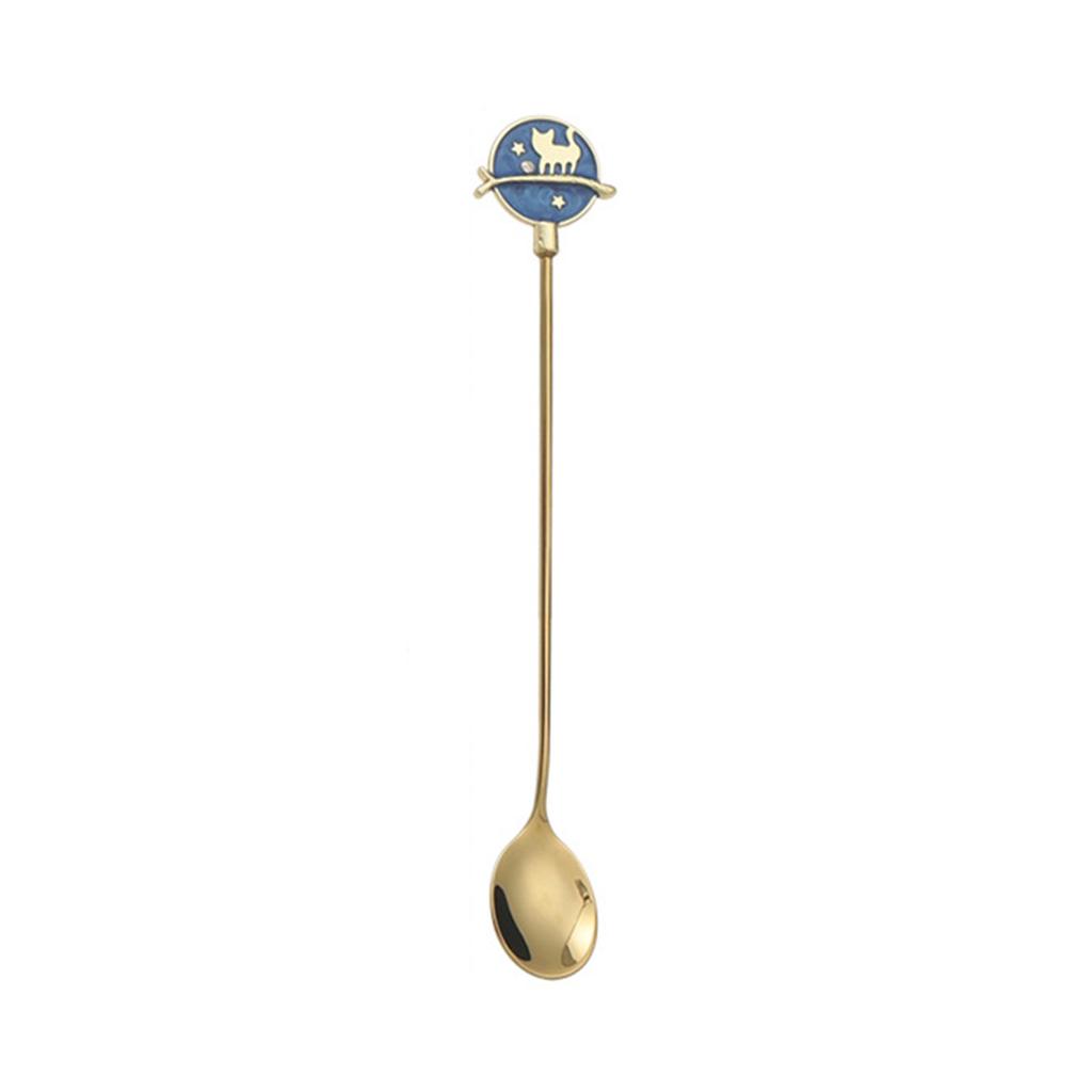 4 Pièces Cuillère à Café Dessert Fourchette Acier Inoxydable Cuillères à Mélanger Mignons Chats Cuillère à Thé pour Restaurant, Maison, Bar, Fête