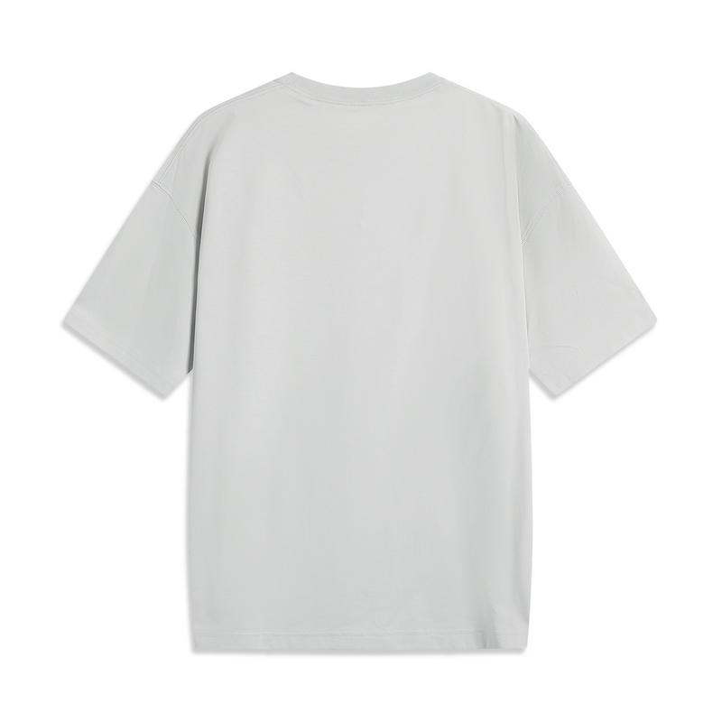Li Ning CF Pure Color Letter Round Neck Ice Feel Comfortable Antibacterial Short Sleeve T-Shirt Men T-Shirt Brick-Gray ATSV189-5