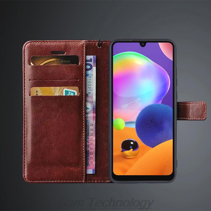 Card Holder Cover Leather Case for Samsung Galaxy A31 A315F A315G Pu Leather Flip Cover Retro Wallet Case Business Fundas Coque