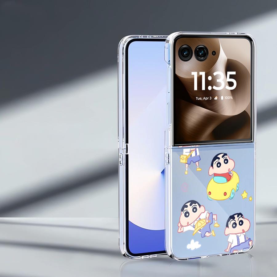 Soft Clear Phone Cover Luxury Funda Case for Motorola Razr 50Ultra 50 60 Ultra 50/60 Crayon Shin Chan Nene