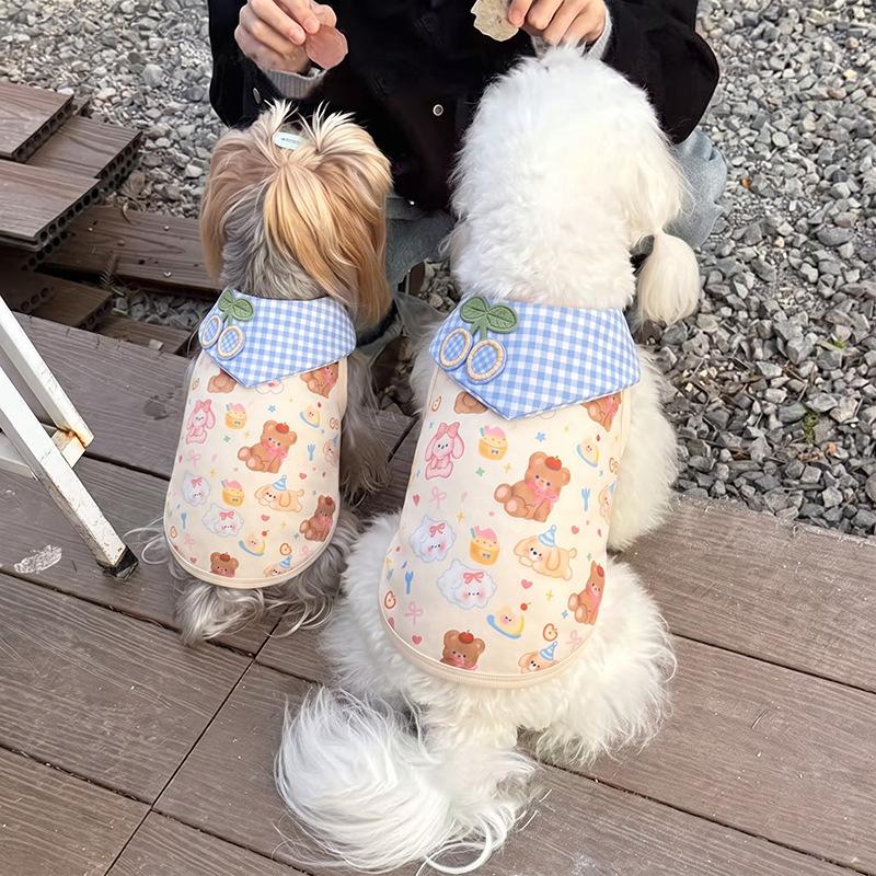 Dog clothes autumn and winter cartoon Bigbear cat Pomeranian puppet teddy small dog velvet warm pet vest