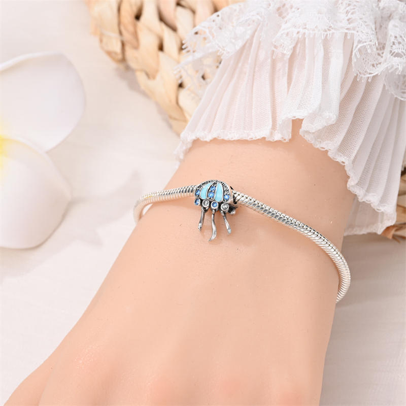 Copper Color Luminous Changing Series-Blue Lotus Beads Fit Pan Bracelet Diy Charm For Women Jewelry Fashion Gift
