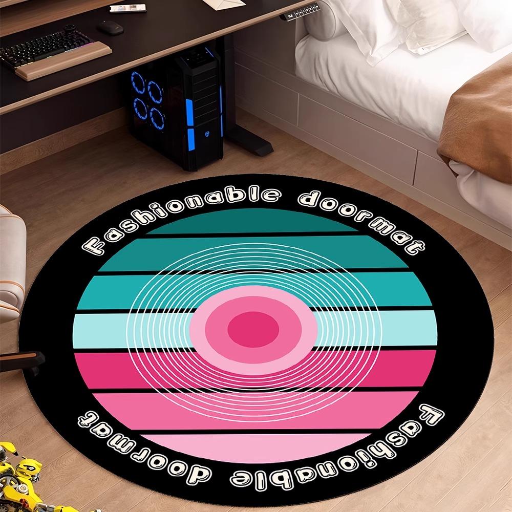 Vinyl Schallplatte Musik DJ Bildschirm Tape HD Runder Bereichsteppich, Teppich für Wohnzimmer Schlafzimmer Sofa Spielzimmer Dekor, Rutschfeste Bodenmatte