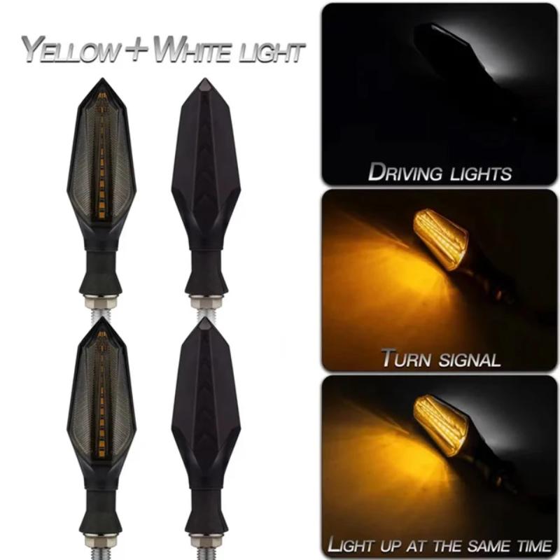 Motorcycle Turn Signal LED Indicator Blinker Light White Amber DRL Arrows LED Sequential Flowing 12V 10mm For Honda For Yamaha