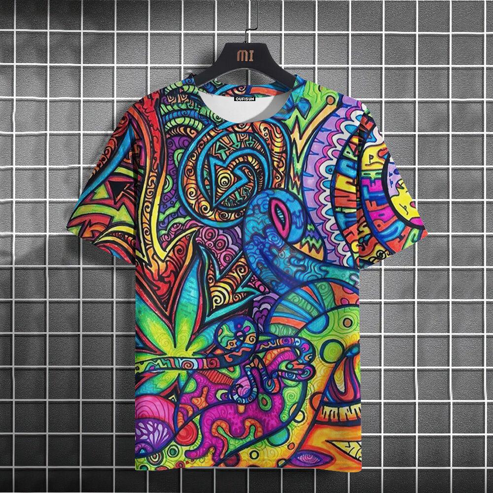 

Новая летняя мужская футболка с принтом в этническом стиле 3D, повседневная модная футболка с коротким рукавом для мужчин, топы с круглым вырезом, свободная мужская одежда 6XL
