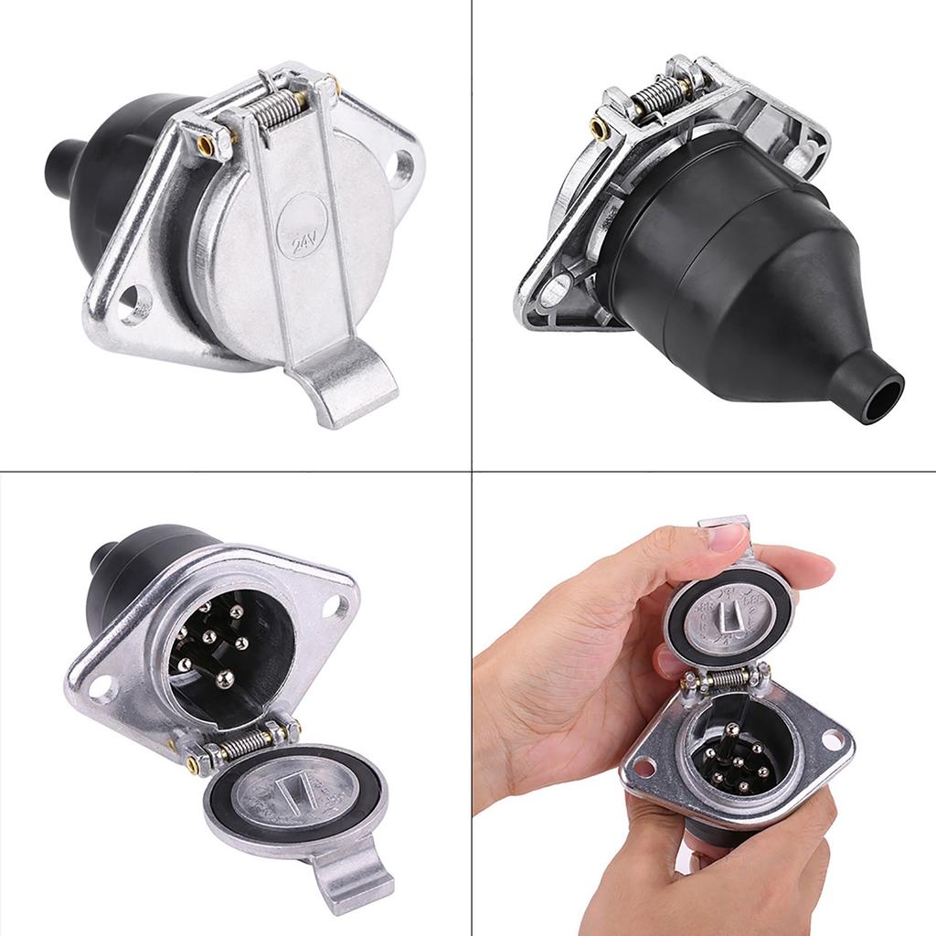 7 Pin Trailer Connector Trailer Socket,   24V 7Pin Trailer Plug 7 Pole Wiring Connector Adapter Socket