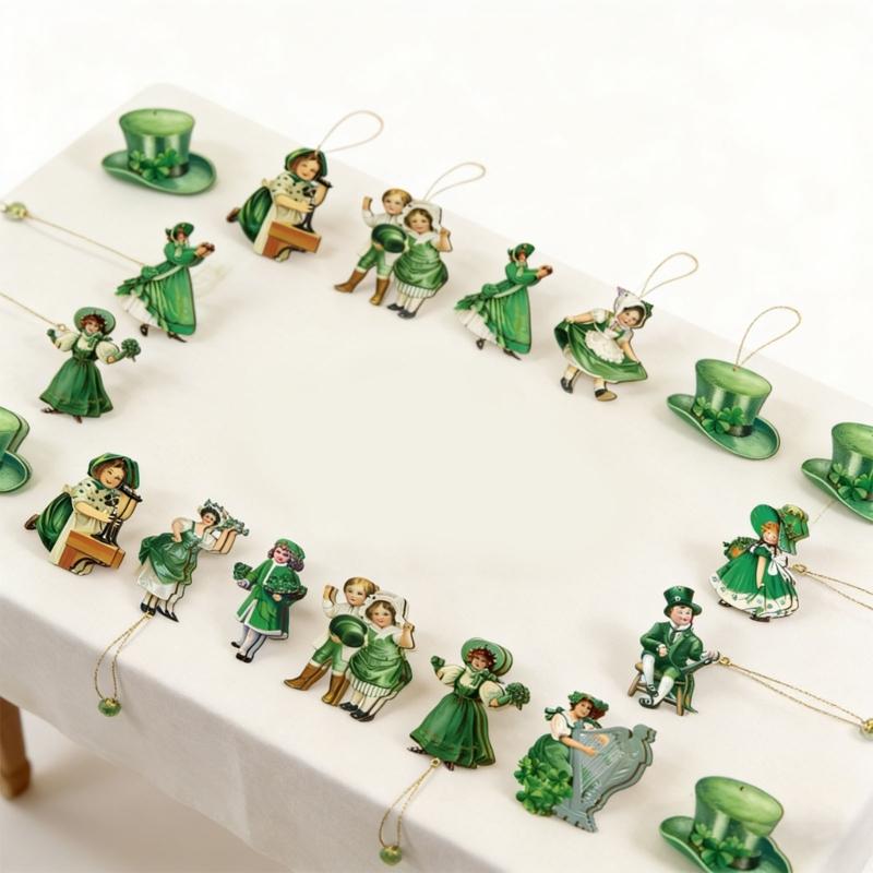 24Pcs Wooden Patrick's Day Perfect Ornament Decorative Accessories For Irish Themed Home And Office Decoration