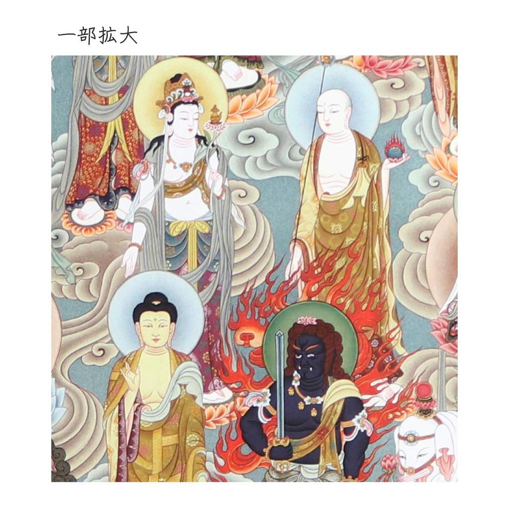 Buddhist painting colored paper, Thirteen Buddhas, guardian deity, Hotokudo, 27.2 x 24.2 cm