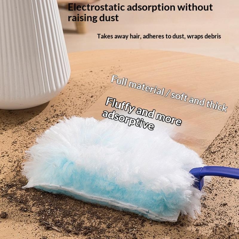 Non-Scratch Electrostatic Dust Duster 360° Set with 10/20/30Pcs Disposable Heads for Fragile Ornament Dust Cleaning