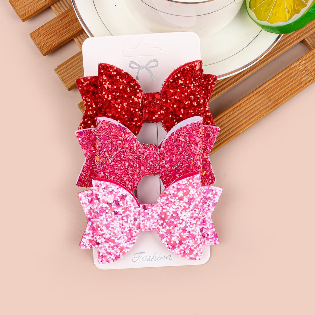 3 STÜCKE Bunte Haarschleifen mit Clips Niedliche 3'' Glitzer Haarschleifen Haarnadel Haarspangen Haarclip Kopfbedeckung Kinder Kinder Haaraccessoires