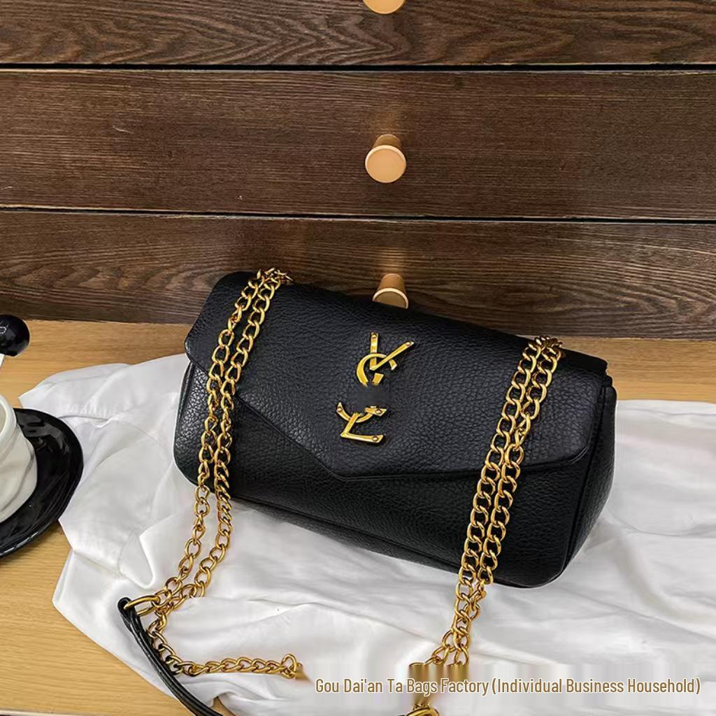 2025 Trendy Solid Color Texture Chain Shoulder Bag for Women