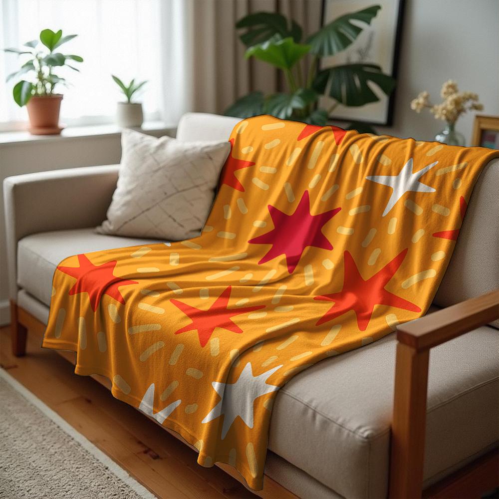Orange Blue Sakura Cartoon Anime Print Flannel Blanket Soft Warm Throw for Kids Bedroom Sofa Christmas Office Car