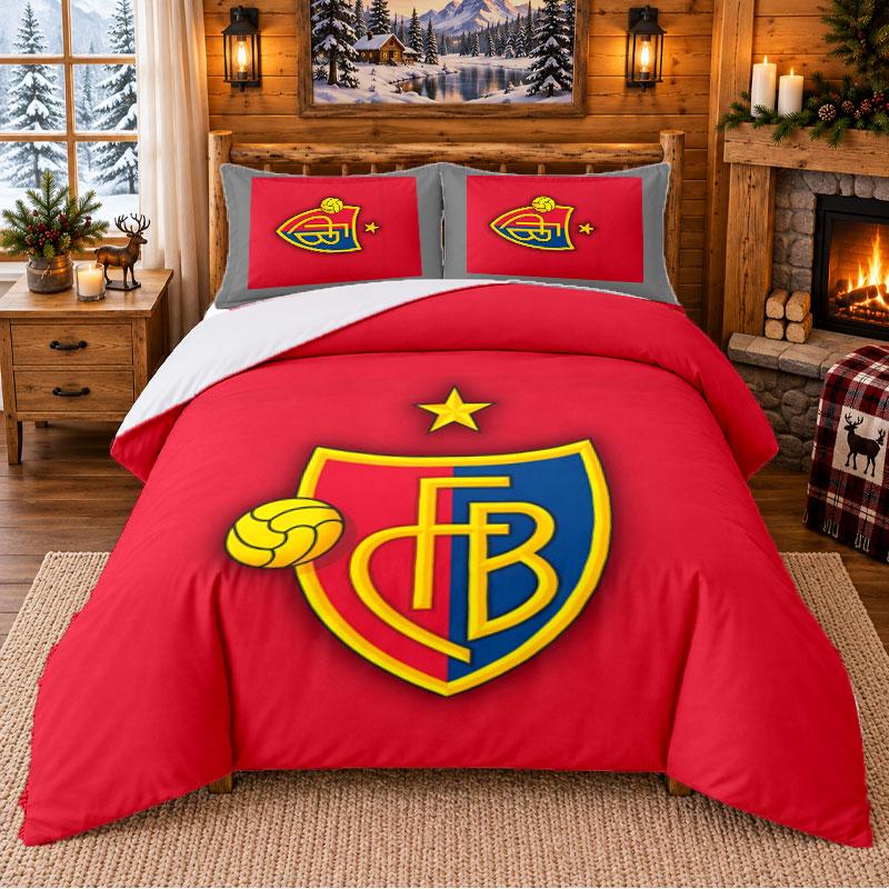 FC Basel Pattern Bedding 3Pcs Set Bed Sheet And Pillowcases For Indoor Bedroom