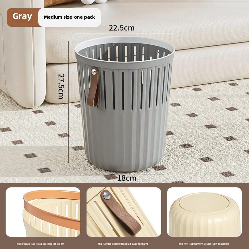 Küche großer Mülleimer Haushalt Wohnzimmer Schlafzimmer Mülleimer hochwertiger Badezimmer-WC-Abfalleimer ohne Deckel Druckring-Papierkorb