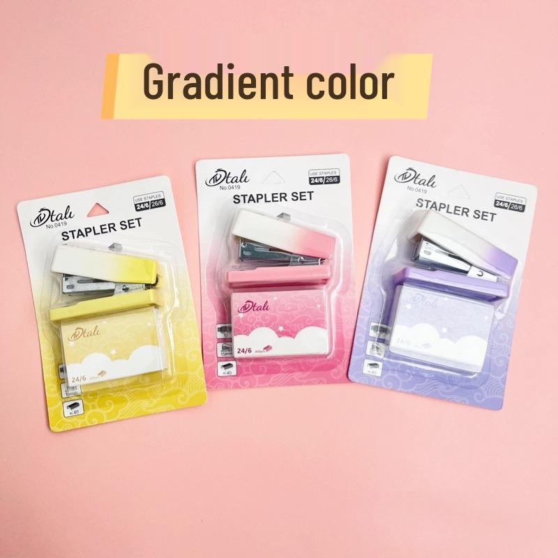 Gradient Cat Paw Mini Stapler Set - Cute, Portable Handheld Stapler for Students and Office Use